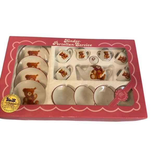 Steiff Reutter Porcelain Tea Set Teddy Bear Design Childrens Limited Edition - Picture 1 of 6